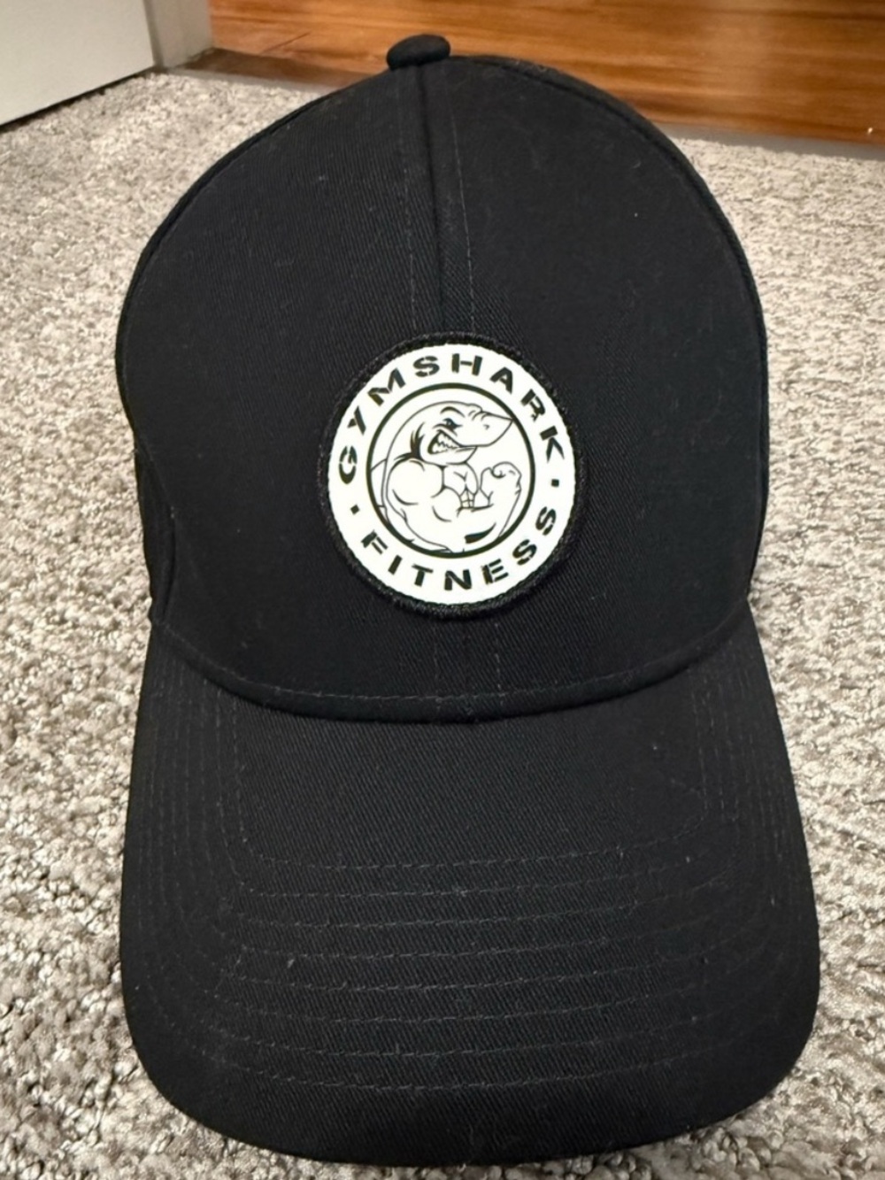 Gymshark Black Baseball Cap with White Logo Patch